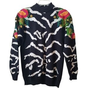Vintage Outlander Floral and Animal Print Sweater
